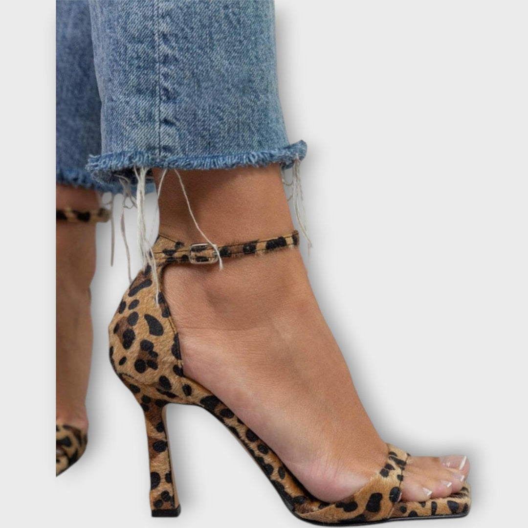 Adéla Elegantní Vysoké Podpatky Animalprint Večerní