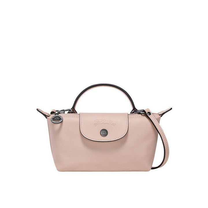 Mini kožená kabelka Longchamp - růžová