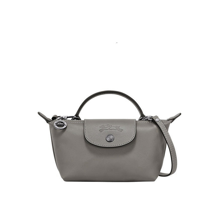 Mini kožená kabelka Longchamp - šedá