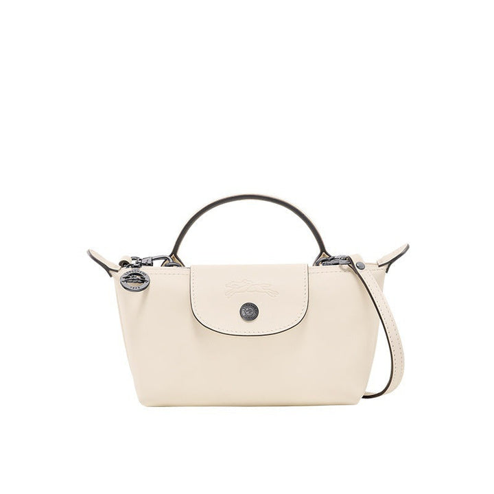 Mini kožená kabelka Longchamp - bílá