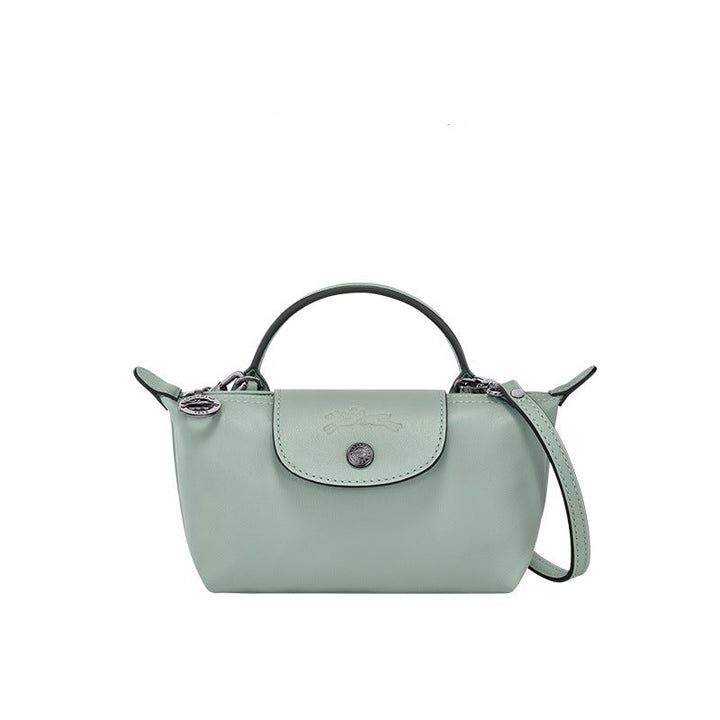 Mini kožená kabelka Longchamp - světle modrá