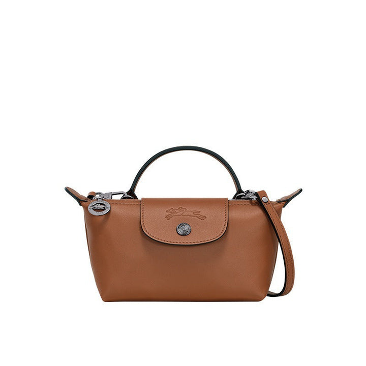 Mini kožená kabelka Longchamp – hnědá