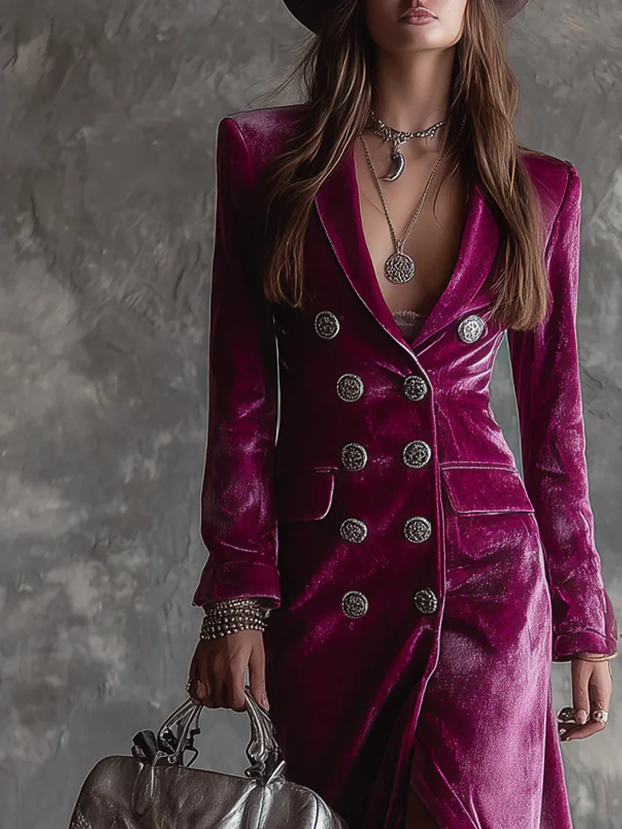 Vera | Velurové šaty Blazer Maxi